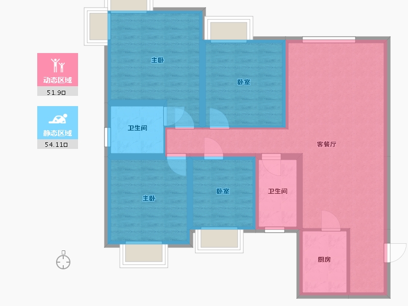 贵州省-遵义市-典雅国际新城小区-92.00-户型库-动静分区