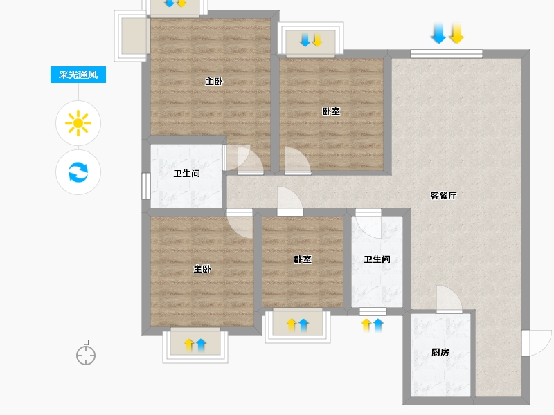 贵州省-遵义市-典雅国际新城小区-92.00-户型库-采光通风