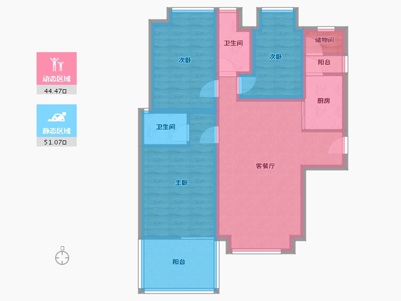 广东省-深圳市-中泰燕南名庭-84.35-户型库-动静分区