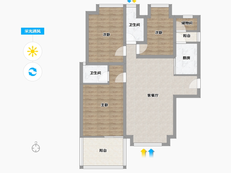 广东省-深圳市-中泰燕南名庭-84.35-户型库-采光通风