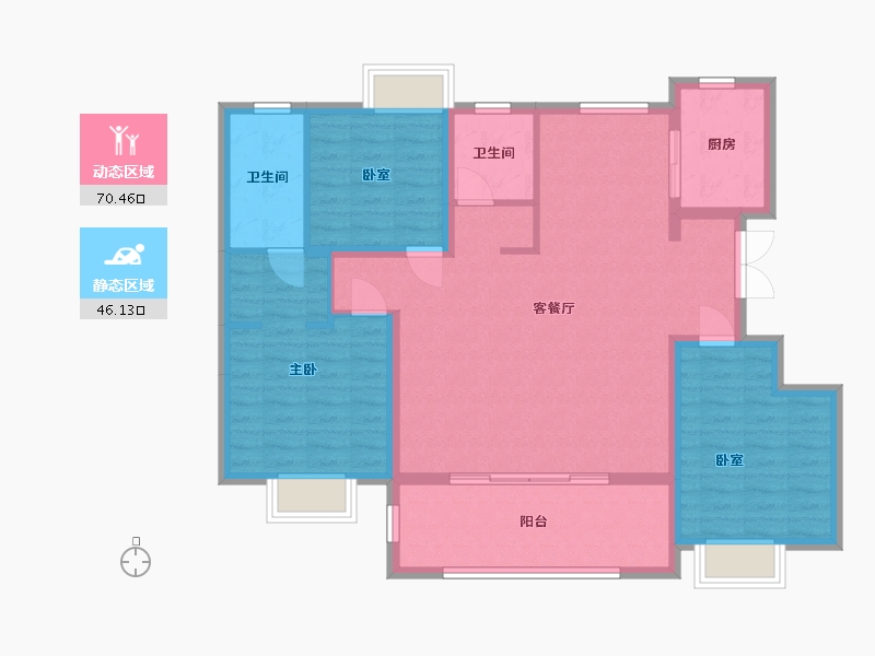 江苏省-淮安市-韶华-105.00-户型库-动静分区