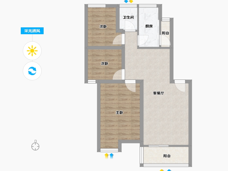 广东省-深圳市-竹林花园-63.34-户型库-采光通风