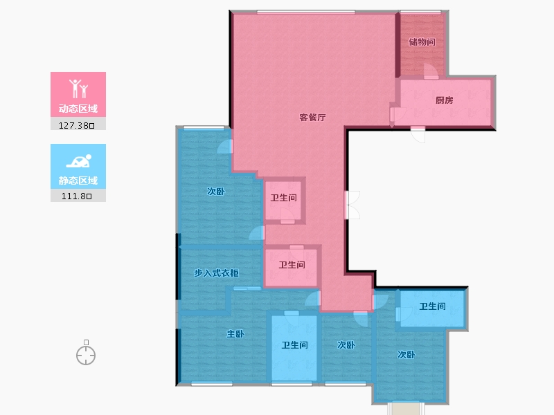 广东省-深圳市-深圳中心·天元公寓（天元花园）-215.56-户型库-动静分区