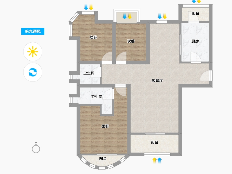 广东省-深圳市-金地海景花园A区-81.29-户型库-采光通风