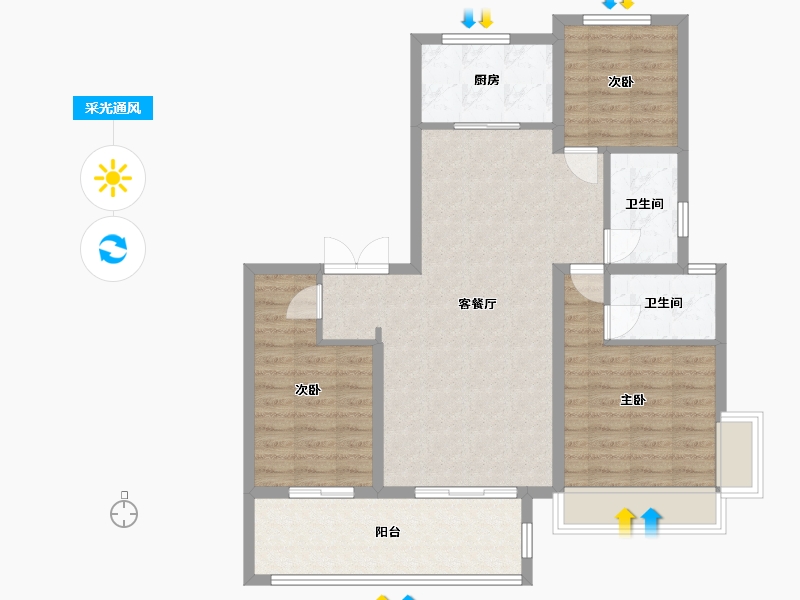 河南省-新乡市-建业世和府-101.60-户型库-采光通风