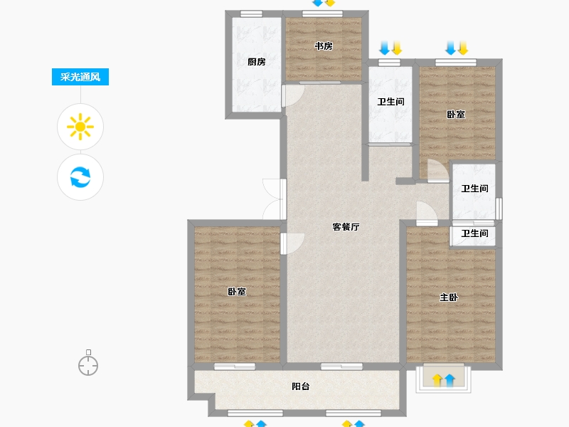 山东省-潍坊市-金鼎世家-115.20-户型库-采光通风