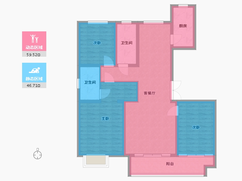 山东省-德州市-德州市齐河县晏城街道回迁房-108.00-户型库-动静分区