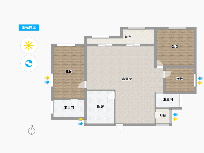 广东省-深圳市-皇庭彩园-124.66-户型库-采光通风