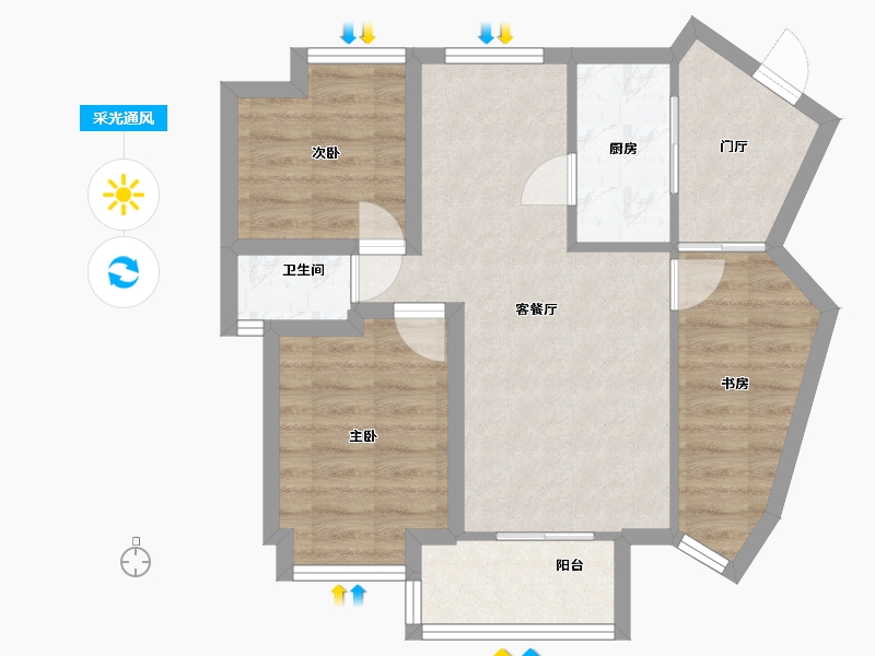 广东省-深圳市-中城天邑花园-60.76-户型库-采光通风