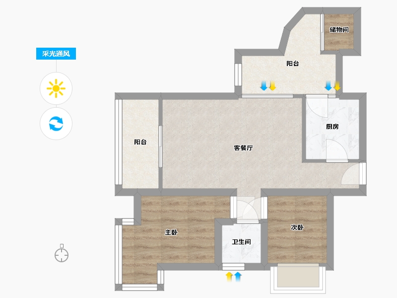 广东省-深圳市-中城天邑花园-52.41-户型库-采光通风