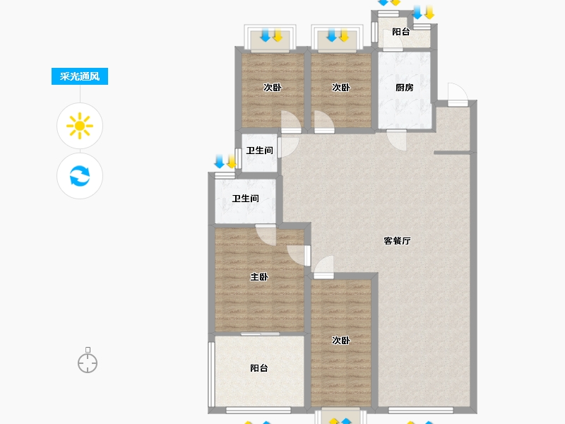 广东省-深圳市-金地海景花园A区-120.77-户型库-采光通风