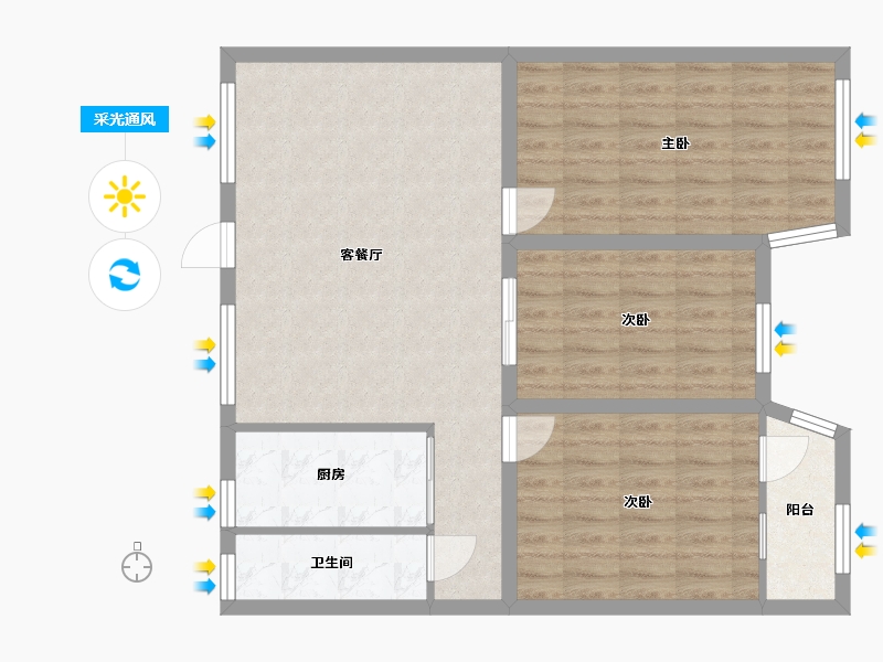 广东省-深圳市-核电花园西园-85.82-户型库-采光通风