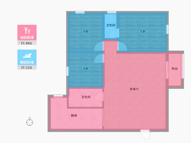 广东省-深圳市-帝港海湾豪园-81.46-户型库-动静分区