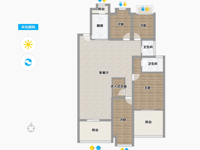 广东省-深圳市-金地海景花园A区-126.36-户型库-采光通风