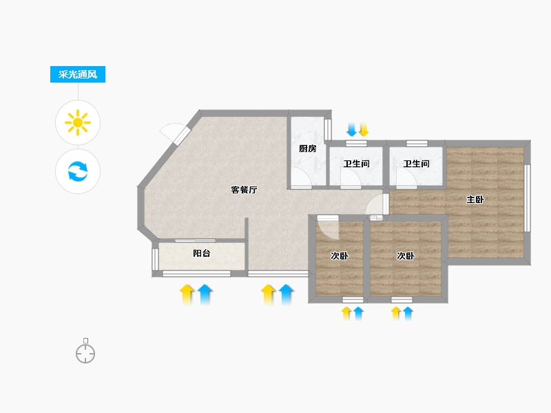 广东省-深圳市-百花公寓二期-67.16-户型库-采光通风