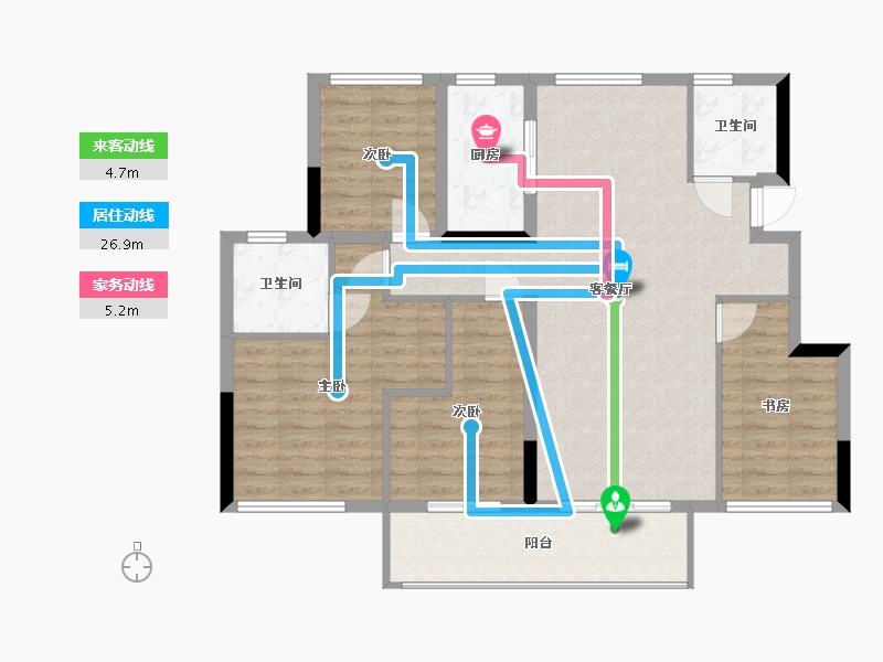 福建省-漳州市-国贸珑溪大观-98.70-户型库-动静线