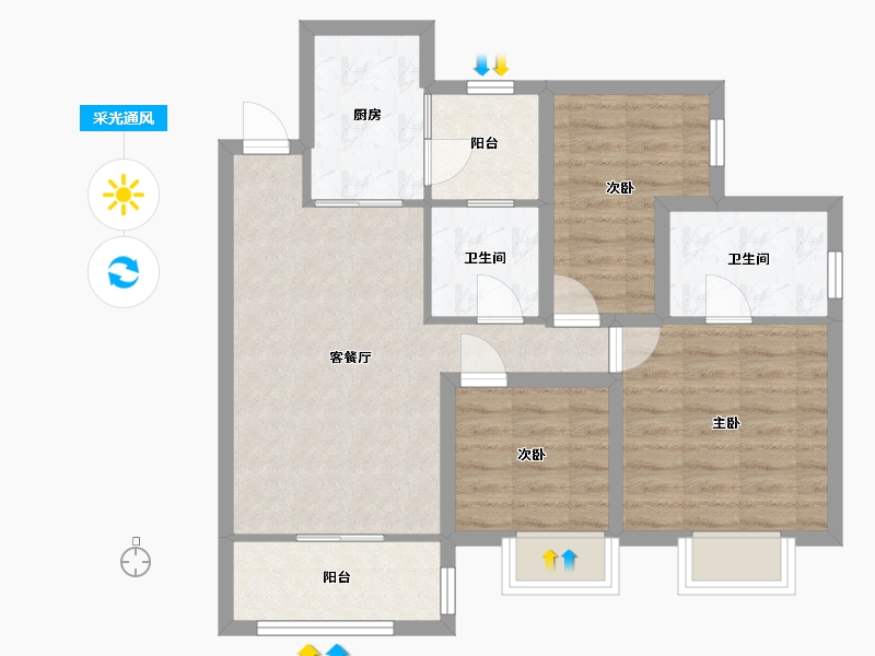 广东省-深圳市-君子广场（一冶广场）-72.37-户型库-采光通风