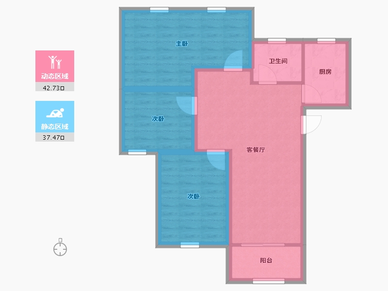 广东省-深圳市-吉莲大厦-71.34-户型库-动静分区