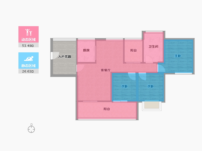 广东省-深圳市-天安高尔夫花园珑园-79.69-户型库-动静分区