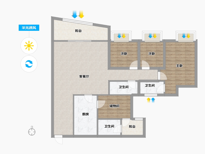 广东省-深圳市-东海花园（一期）-104.82-户型库-采光通风