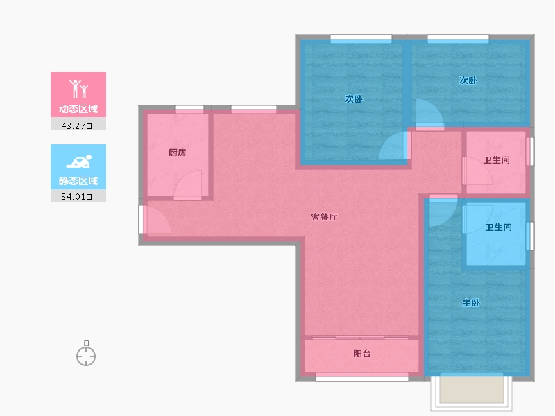 广东省-深圳市-天安高尔夫海景花园(天安高尔夫花园二期)-67.82-户型库-动静分区