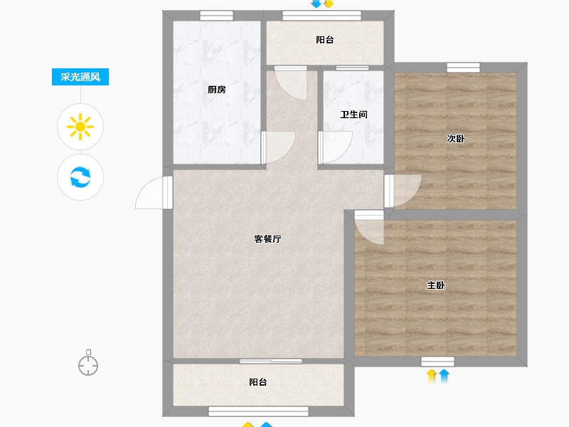 广东省-深圳市-锦州花园-63.82-户型库-采光通风