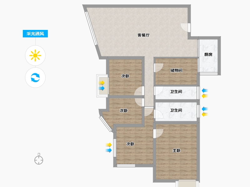 广东省-深圳市-华强花园-107.85-户型库-采光通风