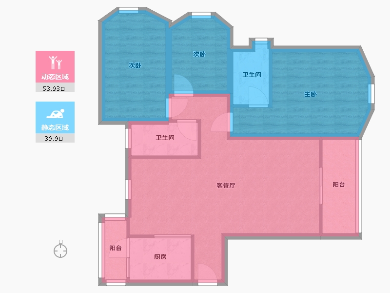 广东省-深圳市-金地海景花园A区-83.60-户型库-动静分区