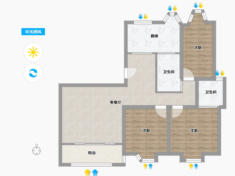 广东省-深圳市-新洲苑-84.56-户型库-采光通风