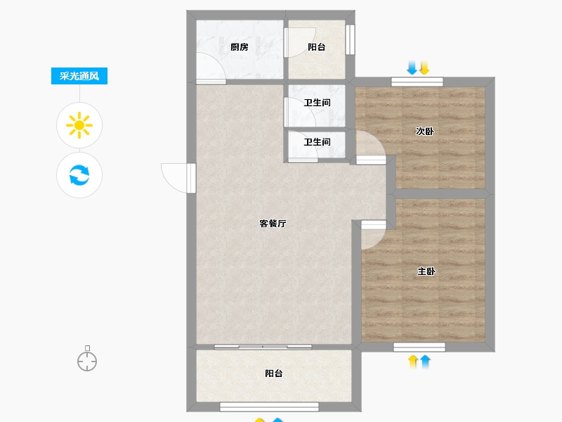 广东省-深圳市-新洲花园-62.23-户型库-采光通风