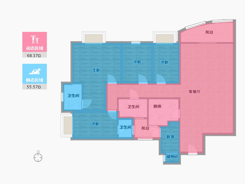 广东省-深圳市-东海花园(二期)-110.47-户型库-动静分区