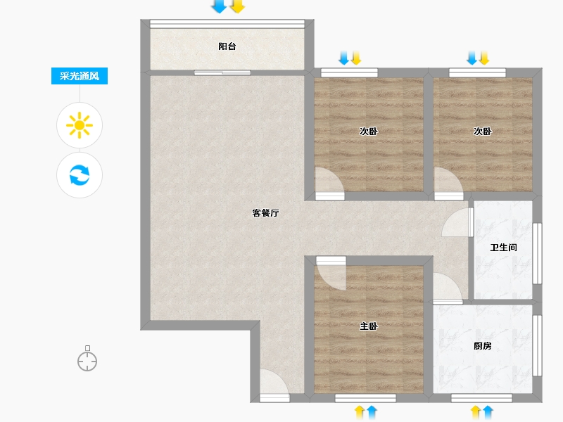 广东省-深圳市-韵动家园-80.35-户型库-采光通风