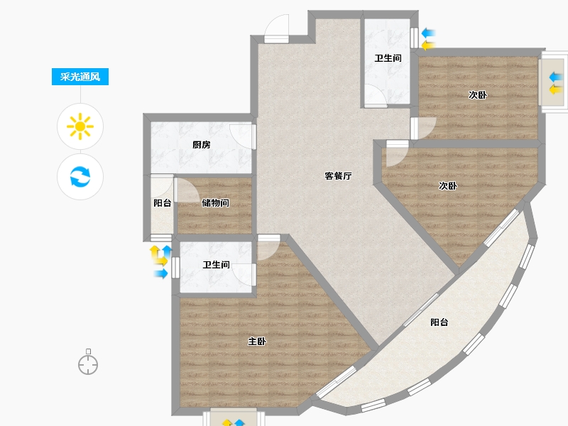 广东省-深圳市-宣嘉华庭-113.38-户型库-采光通风