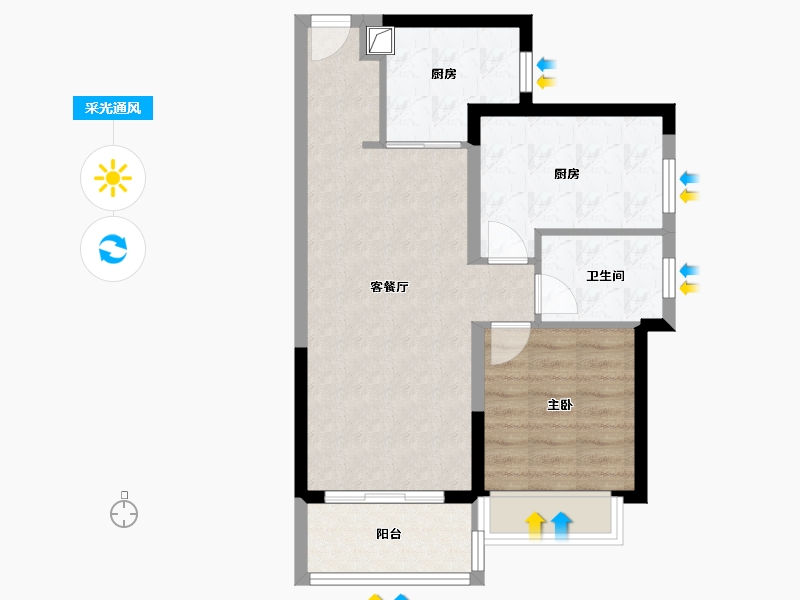 广东省-珠海市-花园城-64.00-户型库-采光通风