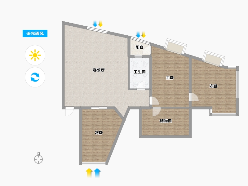 广东省-深圳市-桑达雅苑-119.63-户型库-采光通风