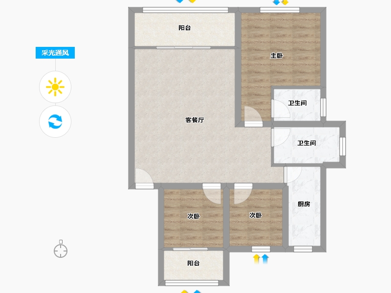 广东省-深圳市-金沙花园(福田)-77.68-户型库-采光通风