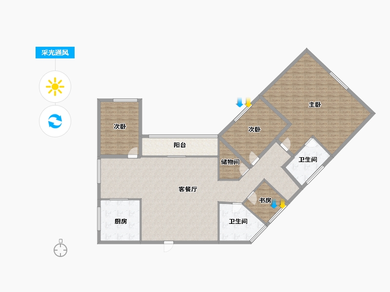 广东省-深圳市-百花园（一期）-184.87-户型库-采光通风