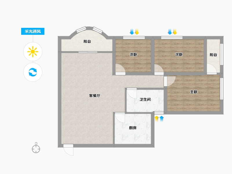 广东省-深圳市-碧华庭居-85.99-户型库-采光通风