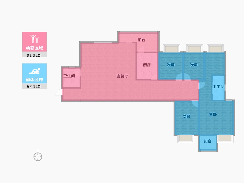 广东省-深圳市-振业翠海花园-143.98-户型库-动静分区