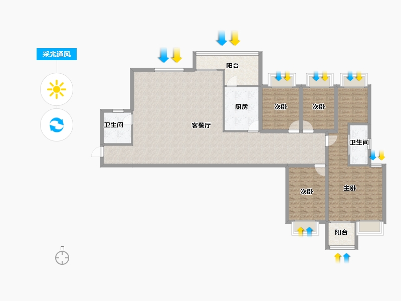 广东省-深圳市-振业翠海花园-143.98-户型库-采光通风