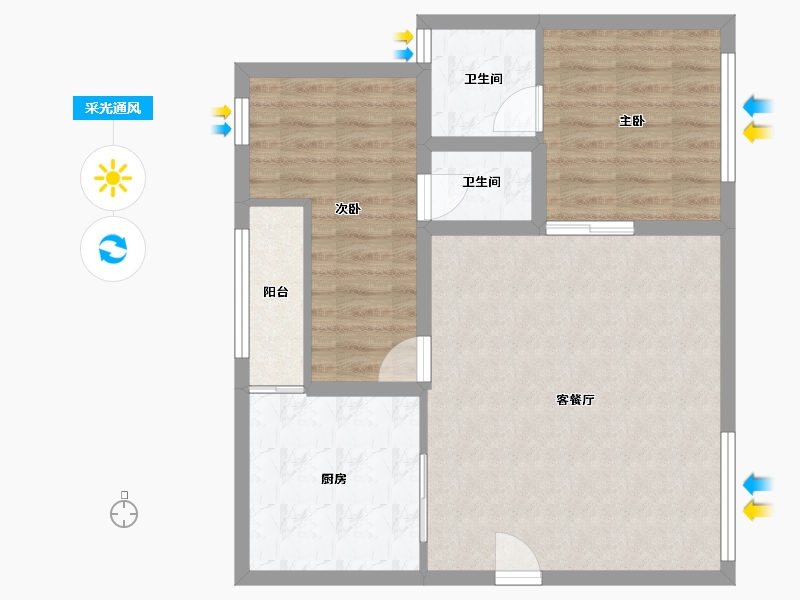 广东省-深圳市-鸿新花园-68.90-户型库-采光通风