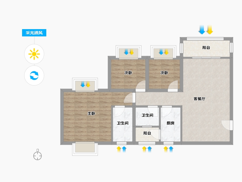 广东省-深圳市-艺丰花园(A区)-74.17-户型库-采光通风