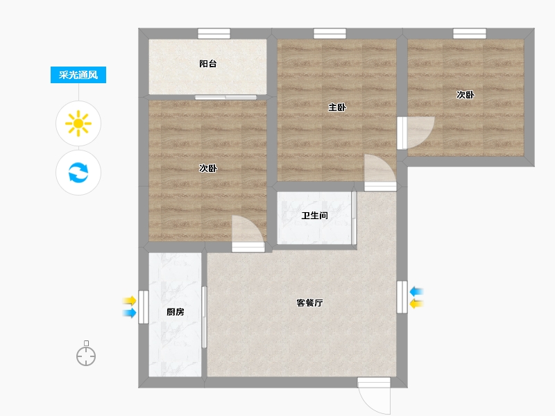 广东省-深圳市-深港1号-55.19-户型库-采光通风