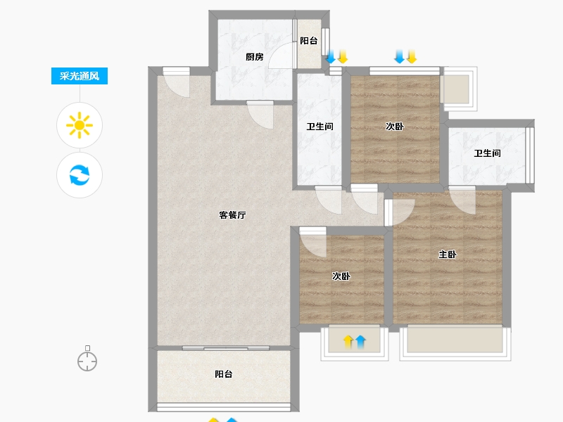 广东省-深圳市-天健公馆-81.22-户型库-采光通风