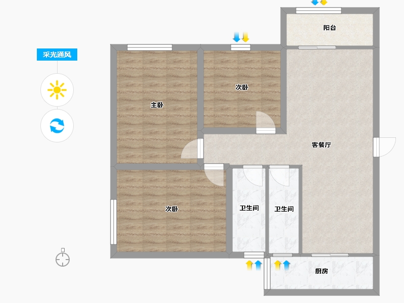 广东省-深圳市-艺丰花园(C区)-90.50-户型库-采光通风