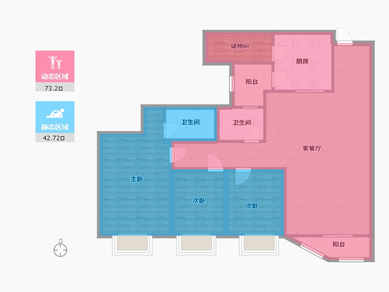 广东省-深圳市-东海花园(二期)-103.74-户型库-动静分区