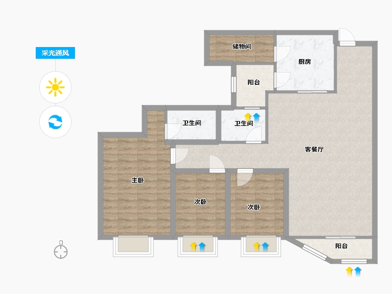 广东省-深圳市-东海花园(二期)-103.74-户型库-采光通风