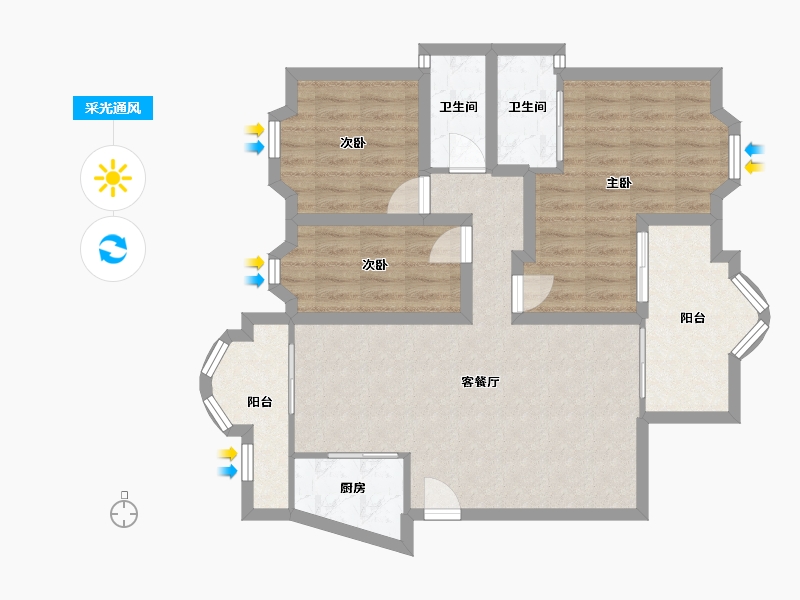 广东省-深圳市-碧华庭居-82.91-户型库-采光通风