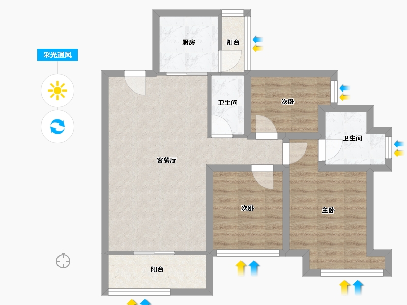 广东省-深圳市-中城天邑花园-68.88-户型库-采光通风