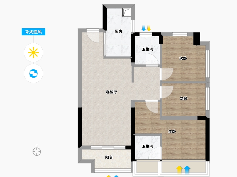 广东省-深圳市-中粮凤凰里二期-65.28-户型库-采光通风